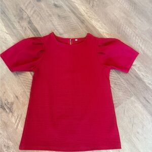 Stylish Women's Red Puff Sleeve Blouse